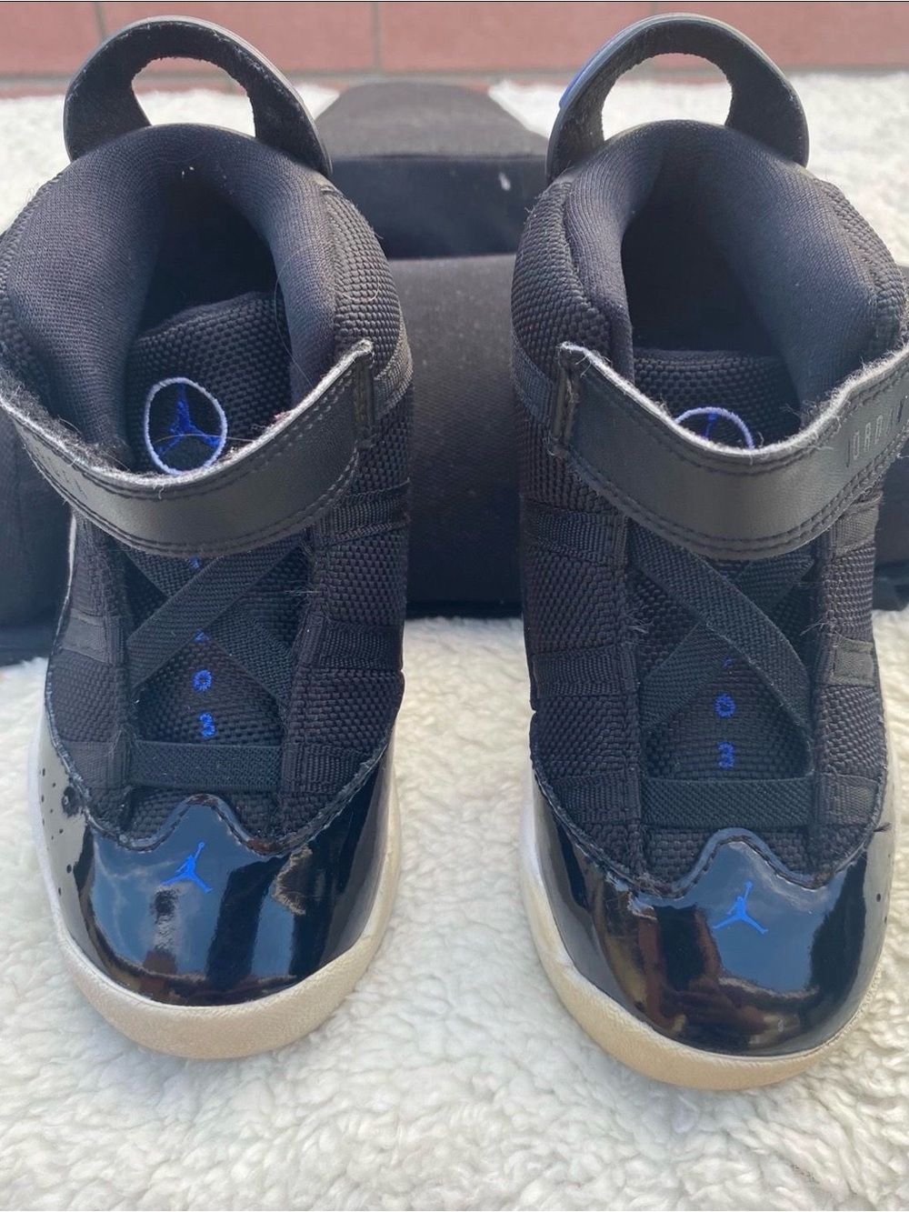 Nike Air Jordan Toddler Shoes 6 Rings TD Black Blue Size 10C EU 27